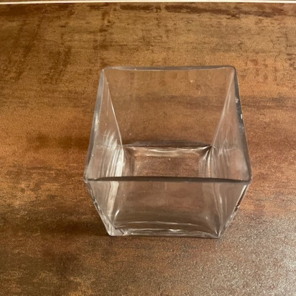 4” Clear Glass Square Vase/Candle Holder